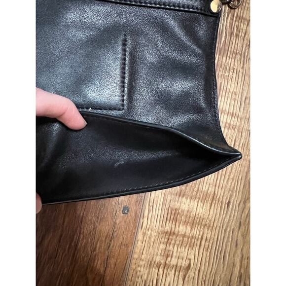 Helen Kaminski Black Leather Clutch Handbag Gold Chain Shoulder Bag - Picture 5 of 10